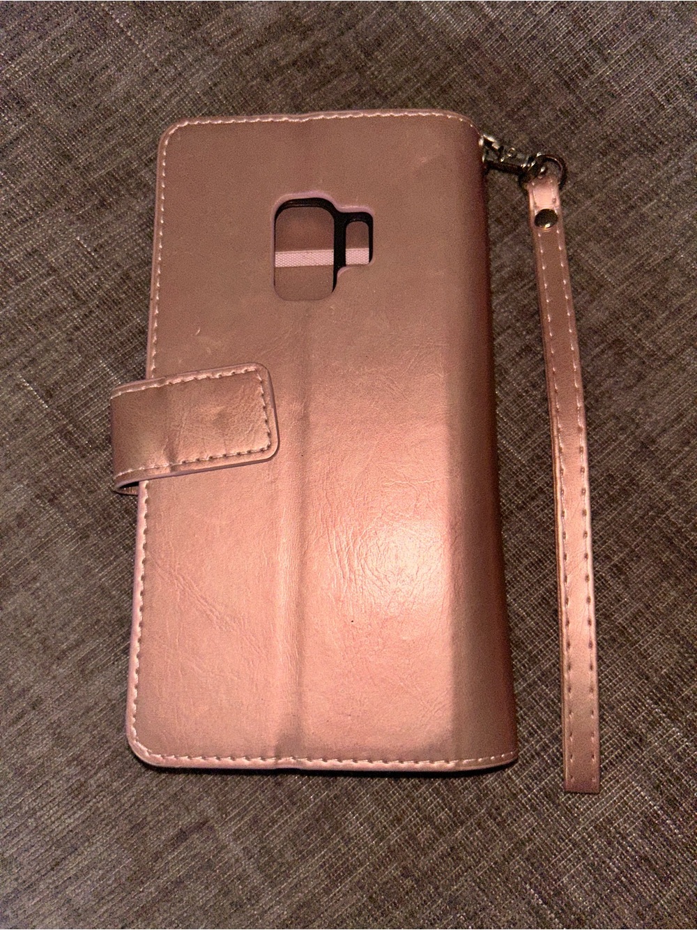 Samsung galaxy S9 phone case Rose Gold Wallet Phone Case with Wrist Strap